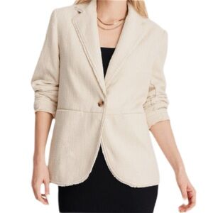 Future Collective with Jenny K. Lopez Boucle Frayed Edge Cream Women’s Blazer M